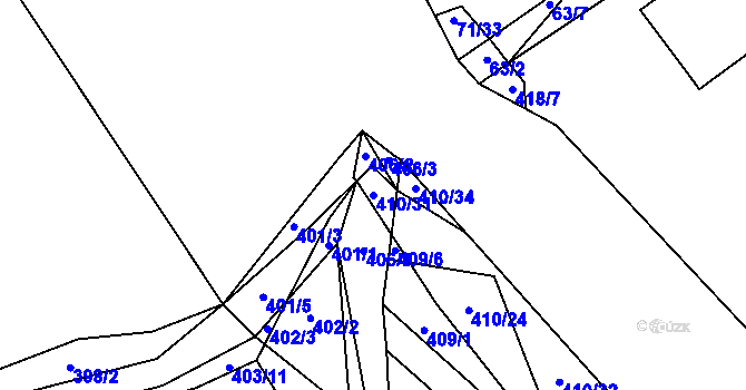 Parcela st. 410/31 v KÚ Bdeněves, Katastrální mapa