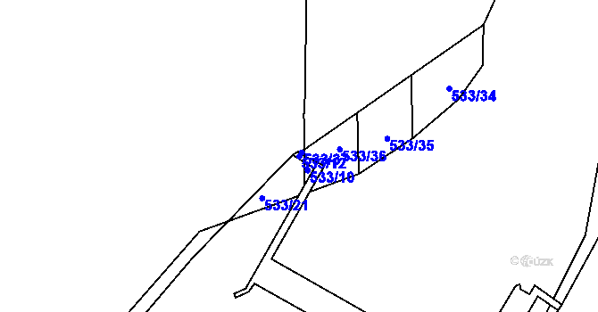 Parcela st. 533/12 v KÚ Bdeněves, Katastrální mapa