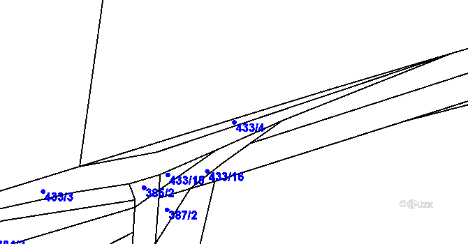 Parcela st. 433/4 v KÚ Bdeněves, Katastrální mapa
