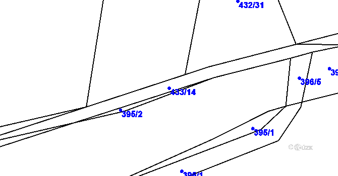 Parcela st. 433/14 v KÚ Bdeněves, Katastrální mapa