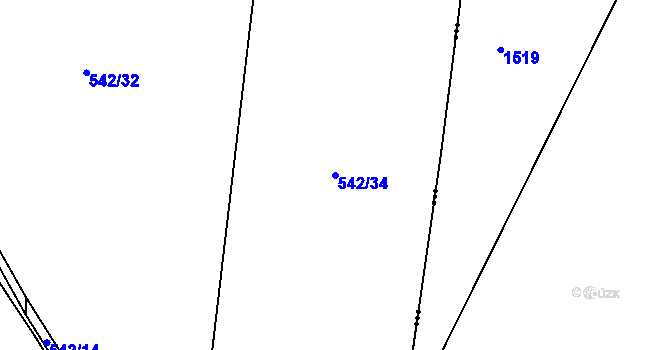 Parcela st. 542/34 v KÚ Bdeněves, Katastrální mapa