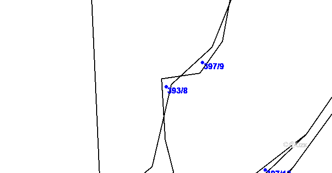 Parcela st. 393/8 v KÚ Bdeněves, Katastrální mapa