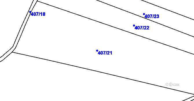Parcela st. 407/21 v KÚ Bdeněves, Katastrální mapa