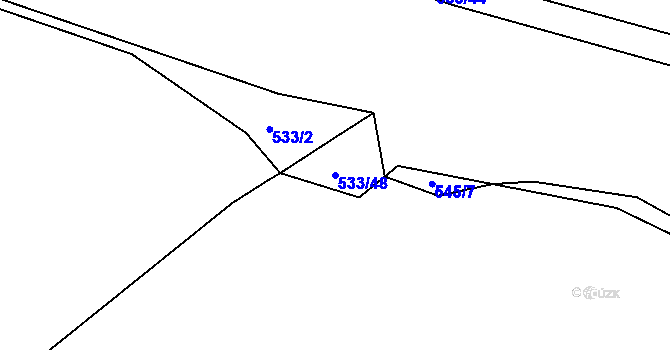 Parcela st. 533/48 v KÚ Bdeněves, Katastrální mapa