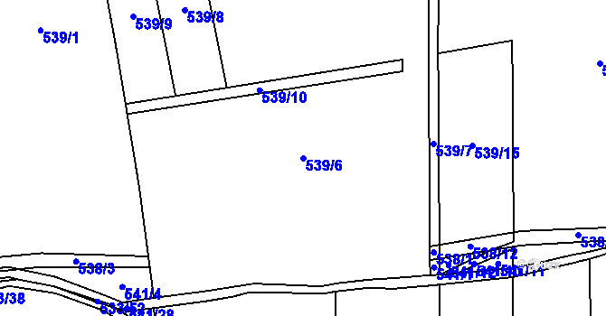 Parcela st. 539/6 v KÚ Bdeněves, Katastrální mapa