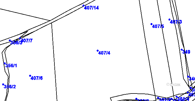 Parcela st. 407/4 v KÚ Bdeněves, Katastrální mapa