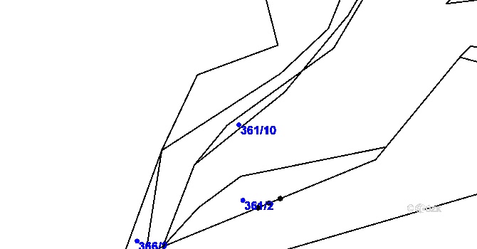 Parcela st. 361/10 v KÚ Bdeněves, Katastrální mapa