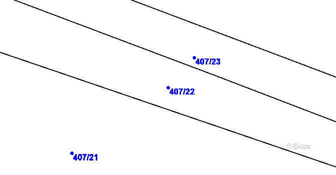 Parcela st. 407/22 v KÚ Bdeněves, Katastrální mapa