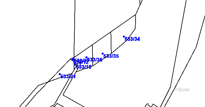Parcela st. 533/35 v KÚ Bdeněves, Katastrální mapa