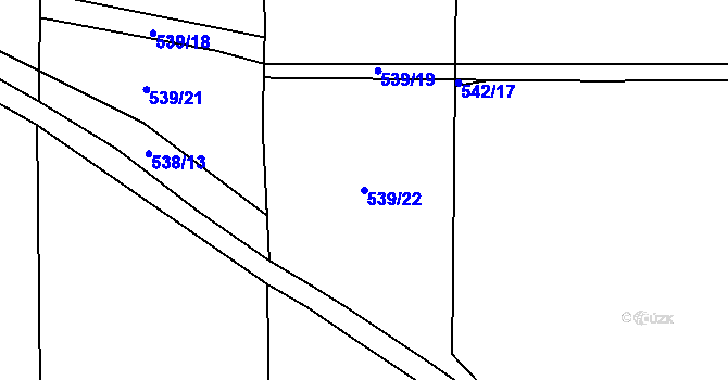 Parcela st. 539/22 v KÚ Bdeněves, Katastrální mapa