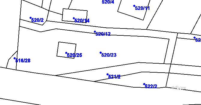 Parcela st. 520/23 v KÚ Bdeněves, Katastrální mapa
