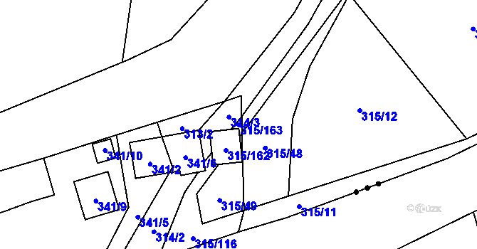 Parcela st. 315/163 v KÚ Bdeněves, Katastrální mapa