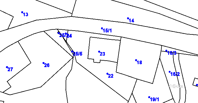 Parcela st. 23 v KÚ Kozolupy u Plzně, Katastrální mapa