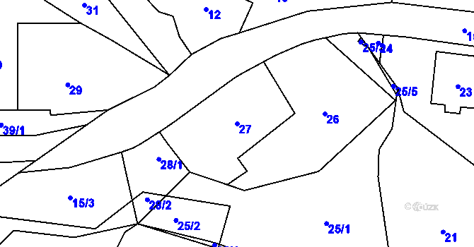 Parcela st. 27 v KÚ Kozolupy u Plzně, Katastrální mapa