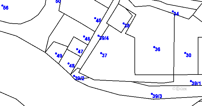Parcela st. 37 v KÚ Kozolupy u Plzně, Katastrální mapa
