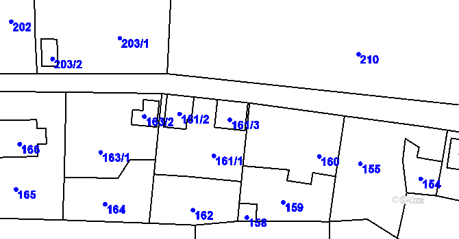 Parcela st. 161/3 v KÚ Kozolupy u Plzně, Katastrální mapa