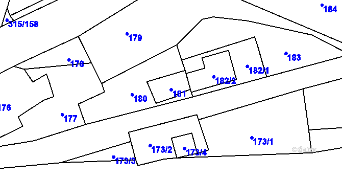Parcela st. 181 v KÚ Kozolupy u Plzně, Katastrální mapa