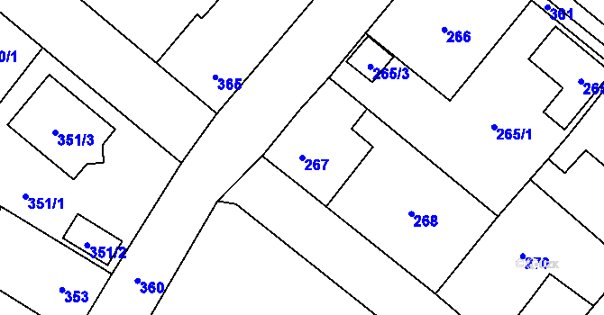 Parcela st. 267 v KÚ Kozolupy u Plzně, Katastrální mapa