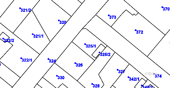 Parcela st. 325/1 v KÚ Kozolupy u Plzně, Katastrální mapa