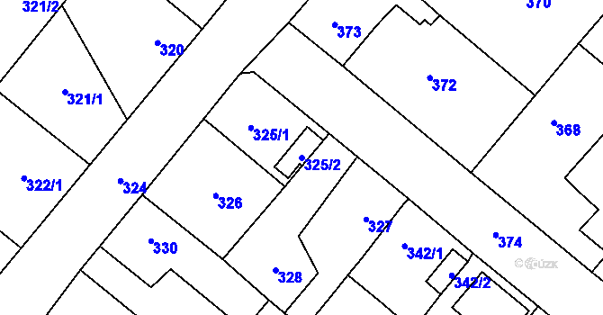 Parcela st. 325/2 v KÚ Kozolupy u Plzně, Katastrální mapa
