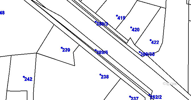 Parcela st. 389/6 v KÚ Kozolupy u Plzně, Katastrální mapa