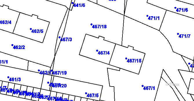 Parcela st. 467/4 v KÚ Kozolupy u Plzně, Katastrální mapa
