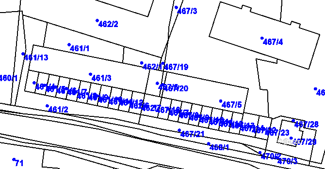 Parcela st. 467/20 v KÚ Kozolupy u Plzně, Katastrální mapa