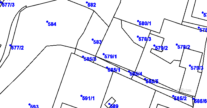 Parcela st. 579/1 v KÚ Kozolupy u Plzně, Katastrální mapa
