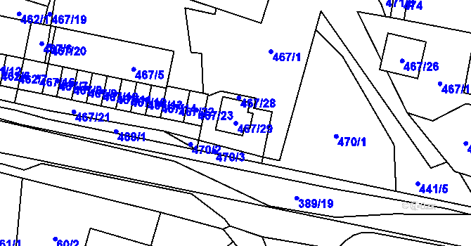 Parcela st. 467/29 v KÚ Kozolupy u Plzně, Katastrální mapa