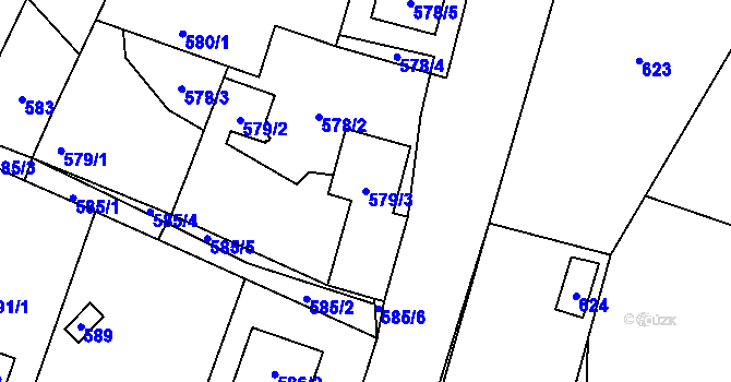 Parcela st. 579/3 v KÚ Kozolupy u Plzně, Katastrální mapa