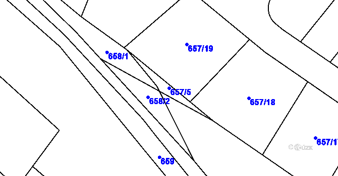 Parcela st. 657/5 v KÚ Kozolupy u Plzně, Katastrální mapa