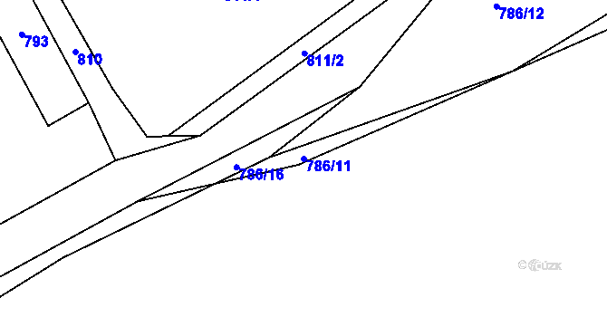 Parcela st. 786/11 v KÚ Kozolupy u Plzně, Katastrální mapa
