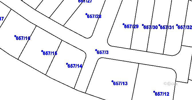 Parcela st. 657/3 v KÚ Kozolupy u Plzně, Katastrální mapa