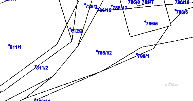 Parcela st. 786/12 v KÚ Kozolupy u Plzně, Katastrální mapa