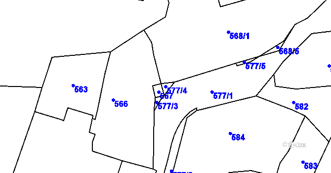 Parcela st. 577/4 v KÚ Kozolupy u Plzně, Katastrální mapa