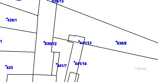 Parcela st. 441/13 v KÚ Kozolupy u Plzně, Katastrální mapa