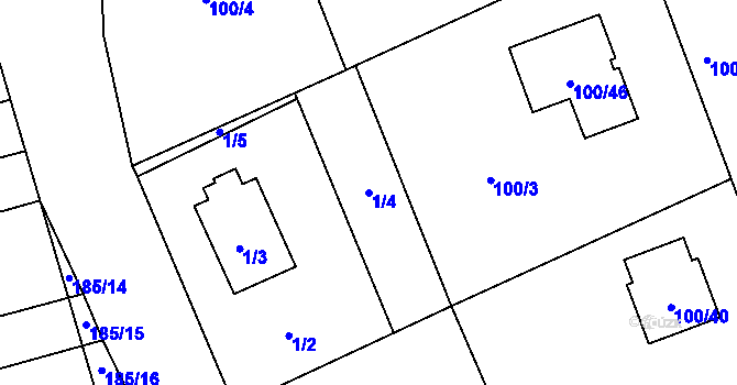 Parcela st. 1/4 v KÚ Myslinka, Katastrální mapa