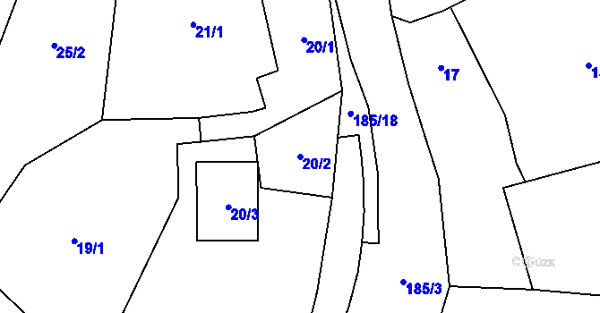 Parcela st. 20/2 v KÚ Myslinka, Katastrální mapa