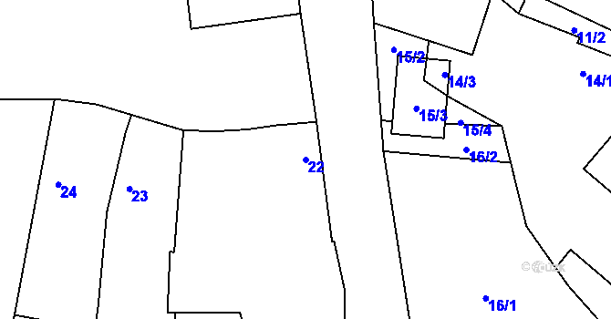 Parcela st. 22 v KÚ Myslinka, Katastrální mapa