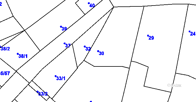 Parcela st. 30 v KÚ Myslinka, Katastrální mapa