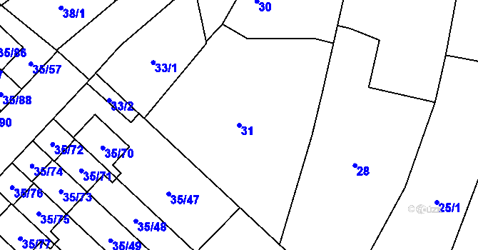 Parcela st. 31 v KÚ Myslinka, Katastrální mapa