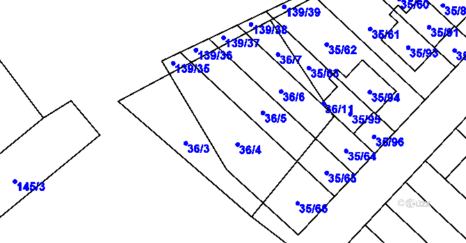 Parcela st. 36 v KÚ Myslinka, Katastrální mapa