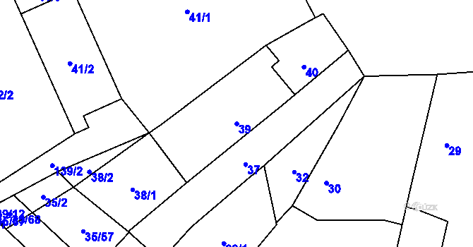 Parcela st. 39 v KÚ Myslinka, Katastrální mapa