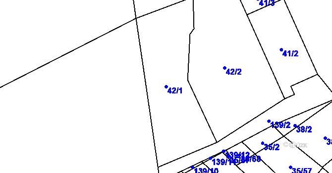 Parcela st. 42/1 v KÚ Myslinka, Katastrální mapa