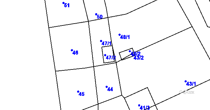 Parcela st. 47/2 v KÚ Myslinka, Katastrální mapa