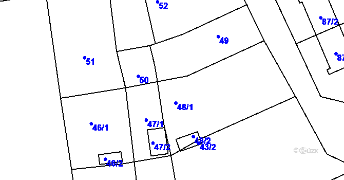 Parcela st. 48 v KÚ Myslinka, Katastrální mapa
