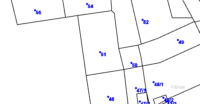 Parcela st. 51 v KÚ Myslinka, Katastrální mapa
