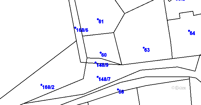 Parcela st. 60 v KÚ Myslinka, Katastrální mapa