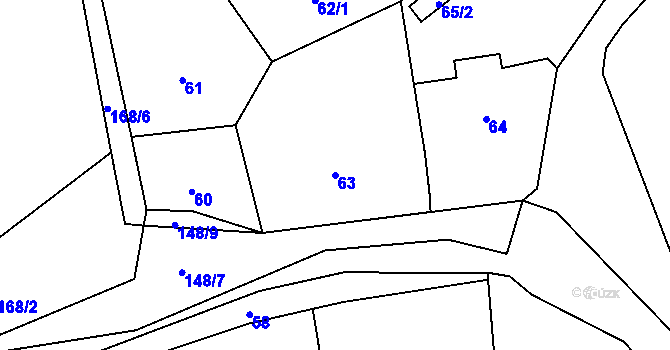 Parcela st. 63 v KÚ Myslinka, Katastrální mapa