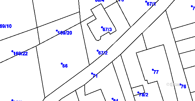 Parcela st. 67/2 v KÚ Myslinka, Katastrální mapa